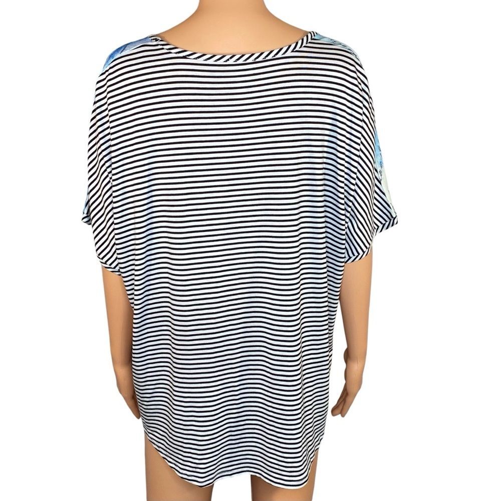 Chico's Coastal Grandma Blouse European Vacation Print Tie Front Women SZ Large - Picture 3 of 6